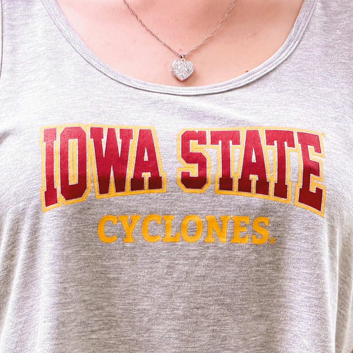 Zoozatz Women's Iowa State Cyclones Gray Taurus Tank design close up